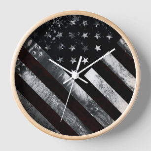 Patriotische amerikanische Industrieflagge Uhr