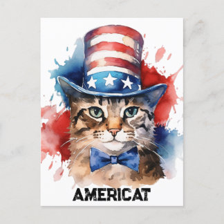 Patriotische amerikanische Katze, 4. Juli-Tragetas Postkarte