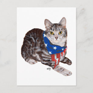 Patriotische Amerikanische Kurzhaar-Tabby-Katze Postkarte
