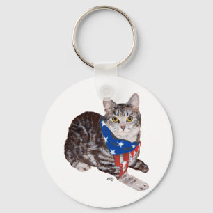 Patriotische Amerikanische Kurzhaar-Tabby-Katze Schlüsselanhänger