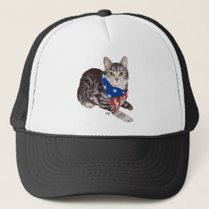 Patriotische Amerikanische Kurzhaar-Tabby-Katze Truckerkappe