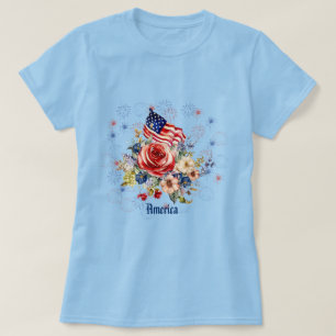 Patriotische amerikanische Rose Fahne Frauen T - S T-Shirt