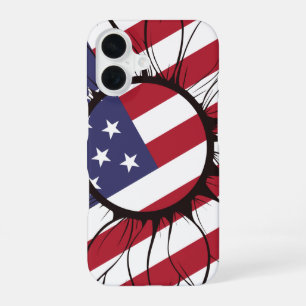 Patriotische amerikanische Sonnenblume iPhone 16 Hülle