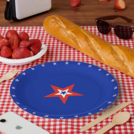 Patriotische Amerikanische Sterne auf Blue Pappteller