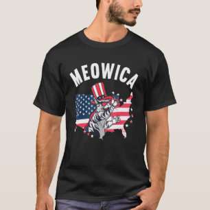 Patriotische amerikanische Unabhängigkeit Meowica T-Shirt