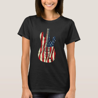 Patriotische amerikanische USA-Flagge Gitarre 4. J T-Shirt