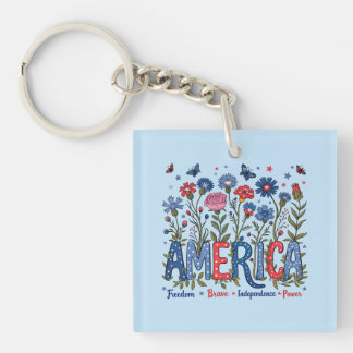Patriotische amerikanische Wildblumen zum vierten  Schlüsselanhänger