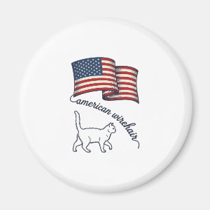 Patriotische Amerikanische Wirehair-Katze Vintage- Magnet