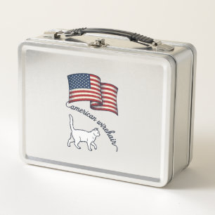 Patriotische Amerikanische Wirehair-Katze Vintage- Metall Brotdose