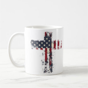 Patriotische Amerikanisches Fahnenkreuz Kaffeetasse