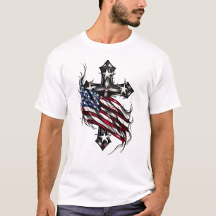 Patriotische Amerikanisches Fahnenkreuz T-Shirt