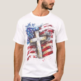 Patriotische Amerikanisches Fahnenkreuz T-Shirt