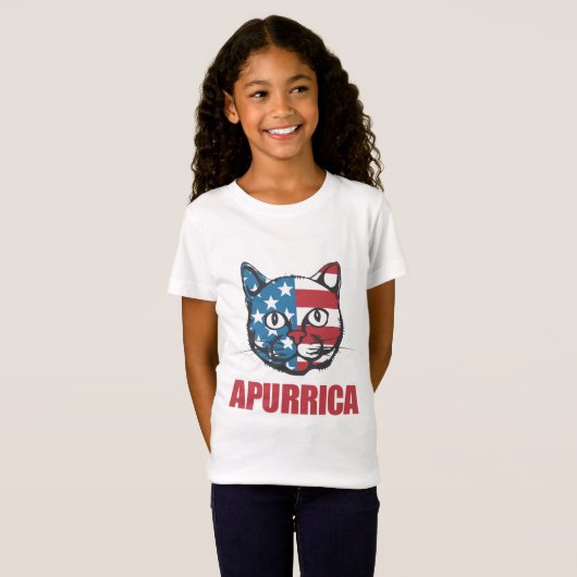 Patriotische Apurrica Flagge-Katze T-Shirt (Vorne ganz)