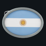 Patriotische argentinische Flagge Ovale Gürtelschnalle<br><div class="desc">Die Nationalflagge Argentiniens.</div>