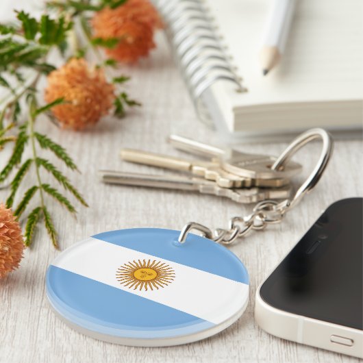 Patriotische argentinische Flagge Schlüsselanhänger (Vorderseite rechts)