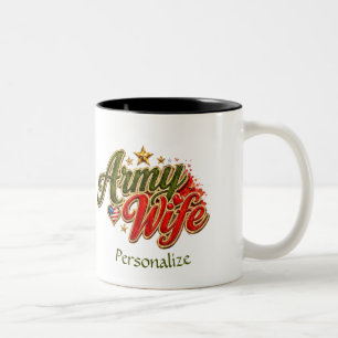Patriotische Armee-Ehefrau Camo Rotes Herz Militär Zweifarbige Tasse