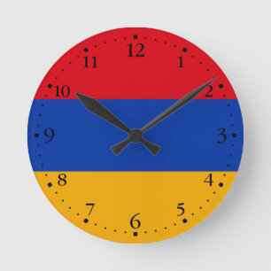 Patriotische armenische Flagge Runde Wanduhr