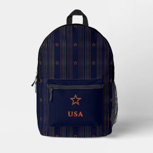 Patriotische Art Deco - Goldene Streifen roter Ste Bedruckter Rucksack