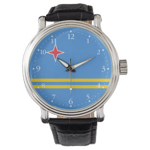 Patriotische Aruba-Flagge-Uhr Armbanduhr