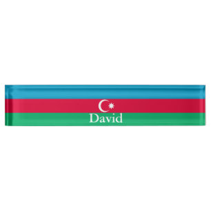 Patriotische Aserbaidschan-Flagge Namensplakette