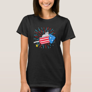 Patriotische Astronaut Rakete Katze USA-Flagge Ame T-Shirt
