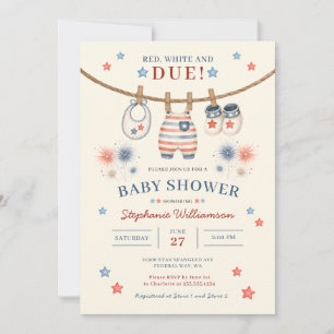 Patriotische Baby Shower mit Wäscheleine Einladung