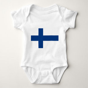 Patriotische Babybodysuit mit Flagge Finnland Baby Strampler