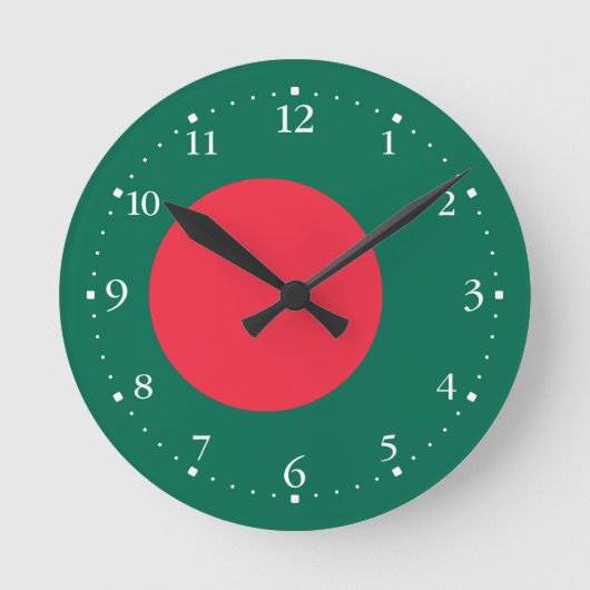 Patriotische Bangladescher Flag-Round-Clock Runde Wanduhr (Vorderseite)