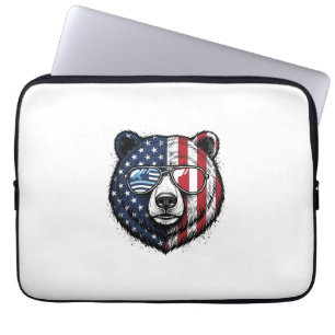 Patriotische Bären-Sonnenbrille Vintage-Vector-Shi Laptopschutzhülle