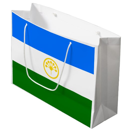 Patriotische Bashkortostan-Flagge Große Geschenktüte (Vorderseite Schrägansicht)