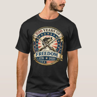 Patriotische Bass-Angelrollen 250 Jahre Freiheit T-Shirt