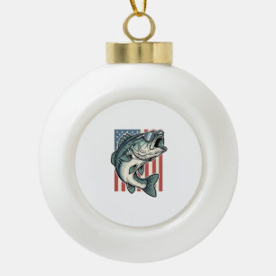 Patriotische Bassangeln-Sonnenbrille Vintage-Vekto Keramik Kugel-Ornament