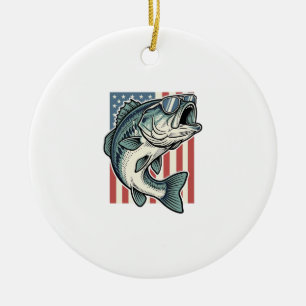Patriotische Bassangeln-Sonnenbrille Vintage-Vekto Keramik Ornament