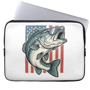 Patriotische Bassangeln-Sonnenbrille Vintage-Vekto Laptopschutzhülle