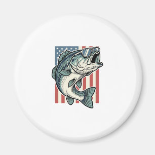Patriotische Bassangeln-Sonnenbrille Vintage-Vekto Magnet