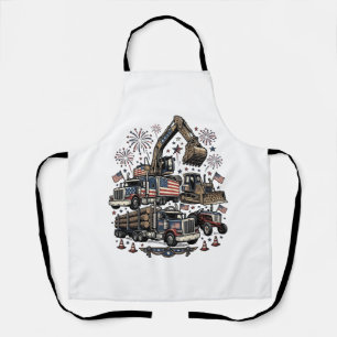 Patriotische Baustellenfahrzeuge Vintage-Shirt-Des Schürze