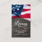 Patriotische Beerdigung Gedenkkarte US-Flagge Telefonnummerkarte (Vorderseite)