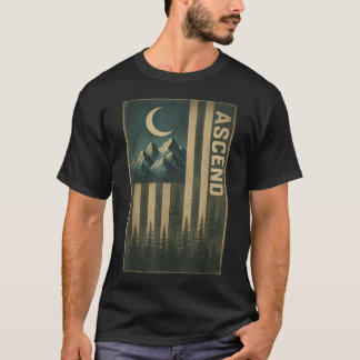 Patriotische Bergflagge Wandern Aufstieg Outdoor T-Shirt