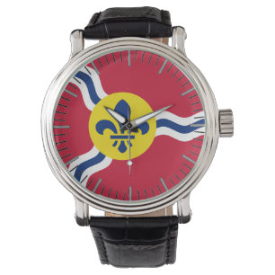 Patriotische, besondere Uhr, Flagge von St. Louis Armbanduhr