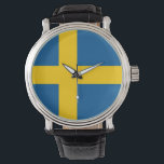 Patriotische, besondere Uhr mit der Flagge Schwede<br><div class="desc">Elegante,  patriotische Armbanduhr mit der Flagge Schwedens. Dieses Produkt ist anpassbar.</div>