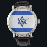 Patriotische, besondere Uhr mit Flagge Israels<br><div class="desc">Bleibe stilvoll und verbunden mit deinem Erbe mit unserer Handuhr unter der Flagge Israels! Dieses elegante Uhrwerk zeigt stolz das unverwechselbare Design der israelischen Fahne. Die Armbanduhr ist mit dem blauen Star of David (Magen David) geschmückt, der zwischen zwei horizontalen blauen Streifen auf weißem Hintergrund zentriert ist. Diese Elemente symbolisieren...</div>