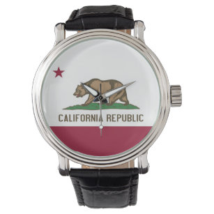 Patriotische, besondere Uhr mit Flagge Kalifornien