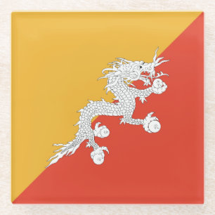 Patriotische Bhutan-Flagge Glasuntersetzer