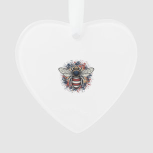 Patriotische Biene Vintage-Stich-Vektordesign_1 Ornament