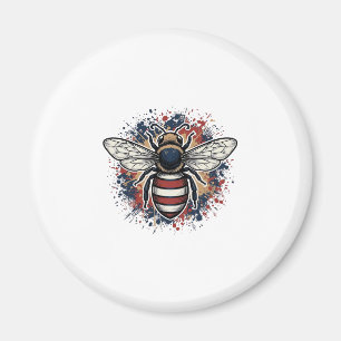 Patriotische Biene Vintage-Stichvektor-Design_1 Magnet