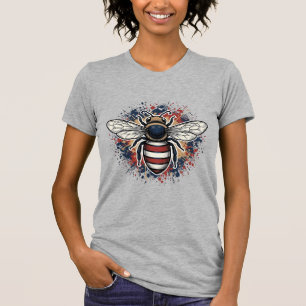 Patriotische Biene Vintage-Stichvektor-Design_1 T-Shirt