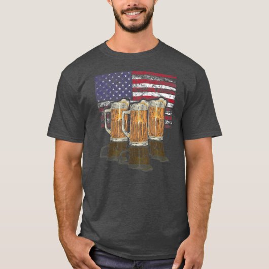 Patriotische Bierbrauerei Tasse 4. Juli American B T-Shirt (Vorderseite)