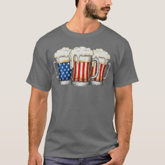 Patriotische Bierflagge 4. Juli Männer Frauen Trin T-Shirt