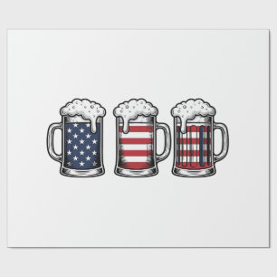Patriotische Bierkrüge Vintage-Vektor-Shirt-Design Geschenkpapier