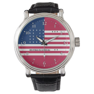 Patriotische Bikini-Atoll-Flagge-Uhr Armbanduhr